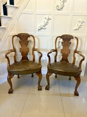 Pair Of Antique Victorian Walnut Desk Chairs