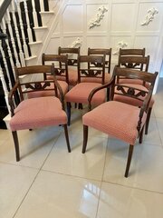 Set Of 8 Antique Regency Mahogany Dining Chairs