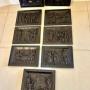 Set of 9 Antique Victorian Hand-Carved Oak Panels