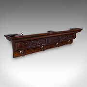 4 Hook Antique Cloakroom Coat Rack, English, Hall