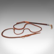 9 Long Antique Hunting Whip, English Leather