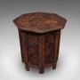 Antique Campaign Tea Table, Anglo-Indian, Carved