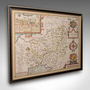 Antique Carmarthenshire County Map, Framed, Wales 