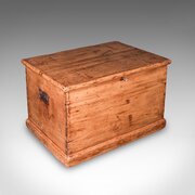 Antique Carriage Chest, English, Pine, Trunk, 1880