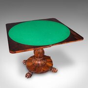 Antique Club Lounge Poker Table, English, Card