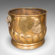 Antique Coal Bucket, French Brass, Fireside, Bin