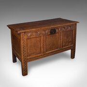 Antique Coffer, English, Oak Linen Chest, Georgian