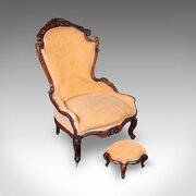 Antique Colonels Salon Chair & Stool, English