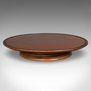 Antique Display Turntable, English, Walnut, Glass Lazy Susan