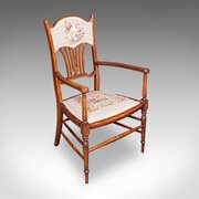 Antique Elbow Chair, English, Beech, Morning Room Chair