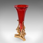 Antique Epergne, French, Gilt Bronze, Art Glass