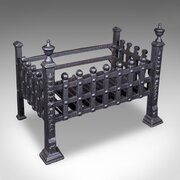 Antique Fire Basket, English, Iron Fireplace Grate