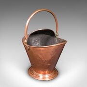 Antique Fireplace Coal Scuttle, English Copper