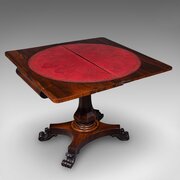 Antique Fold-Over Card Table, English, Games, 1840