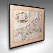 Antique Framed Cornwall Map, English, Cartography