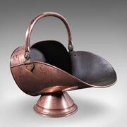 Antique Helmet Fire Bucket, English Copper Scuttle
