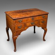 Antique Lowboy, English, Walnut, Correspondence