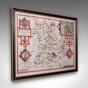Antique Map Of Breconshire, English, Framed, 1627