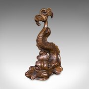 Antique Mythical Dolphin Doorstop, English, Bronze