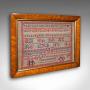 Antique Needlework Sample, English, Framed, Panel