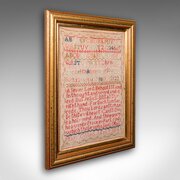 Antique Needlework Sampler, English, Framed, Panel