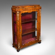 Antique Pier Cabinet, English, Walnut, Bookcase