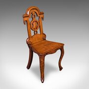 Antique Reception Hall Chair, Scottish, Oak, Side