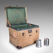 Antique Travel Trunk, English Canvas Case, C.1910