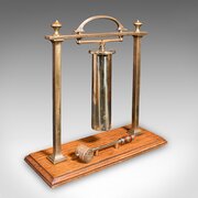Antique Veranda Supper Bell, Brass, Oak, Tea Gong