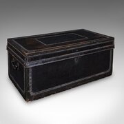 Antique Windsor Trunk, English, Leather, Camphor