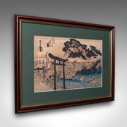 Antique Woodblock Landscape Picture, Japanese Art