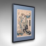 Antique Woodblock Picture, Japanese Framed Ukiyo-e