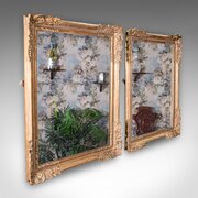Large Pair Of Antique Wall Mirrors, English, Gilt