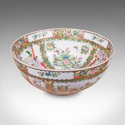 Large Vintage Famille Rose Fruit Bowl, Oriental