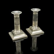 Pair Of Antique Candlesticks, English Silver Plate