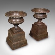 Pair Of Antique Garden Planters, English, Outdoors