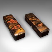 Pair Of Antique Glove Boxes, Japanese, Lacquered