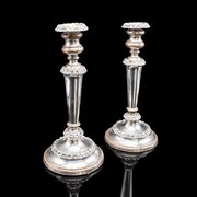 Pair Of Antique Old Sheffield Plate Candlesticks