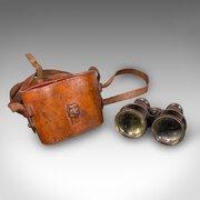 Pair Of Antique Opera Glasses, English, Leather