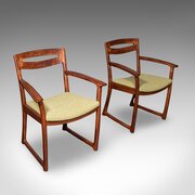 Pair Of Vintage Side Chairs, Scottish, Teak, Seat