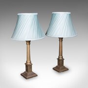 Pair Of Vintage Table Lamps, Portuguese, Brass