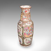 Tall Antique Famille Rose Vase, Chinese, Ceramic