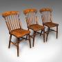 Trio of Antique Station Chairs, English Elm, Seat