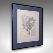Vintage 18th Century Street Map, London, Framed