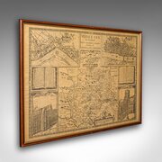 Vintage County Map, Middlesex, English, Framed