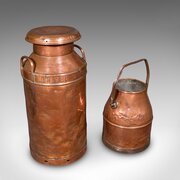 Vintage Dairy Set, English Copper Milk Churn, Pail