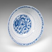 Vintage Display Bowl, Oriental Ceramic, Decorative