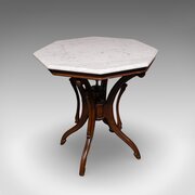 Vintage Octagonal Tea Table, English, Marble Top