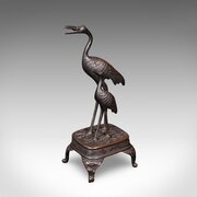 Vintage Okimono Figure, Two Cranes, Japanese, Art