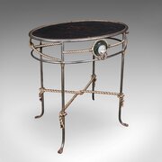 Vintage Oval Garden Table, French Cast Iron, Steel